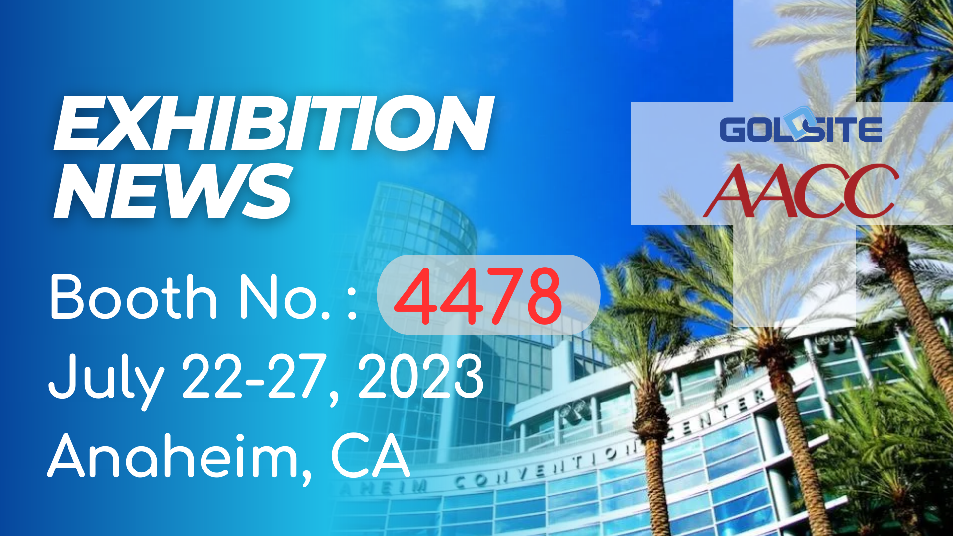 Bevorstehende Veranstaltungen: Goldsites, um bei AACC 2023 in CA auszustellen!